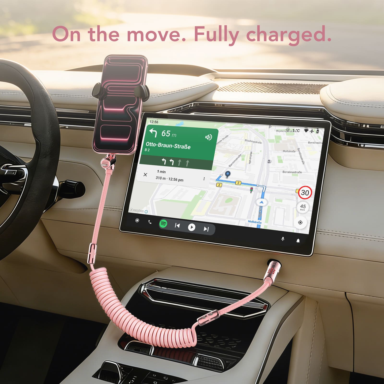 mfish Armored Dragon 8 Coiled Cable Pink (4-in-1, 240W) - Tangle-Free for Car & Desk