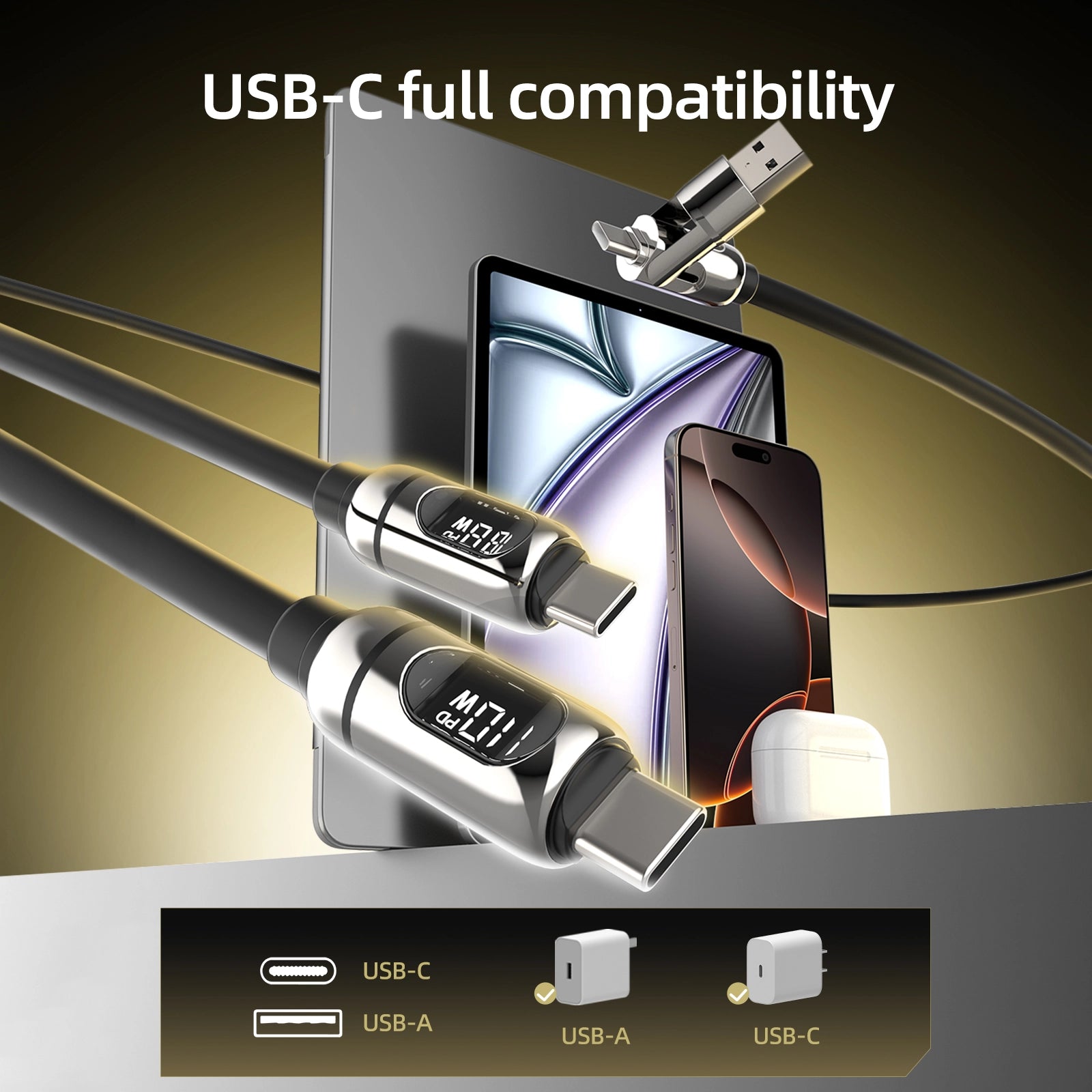 mfish Gemini Dragon Charging Cable (Dual Device, 140W, Real time display)