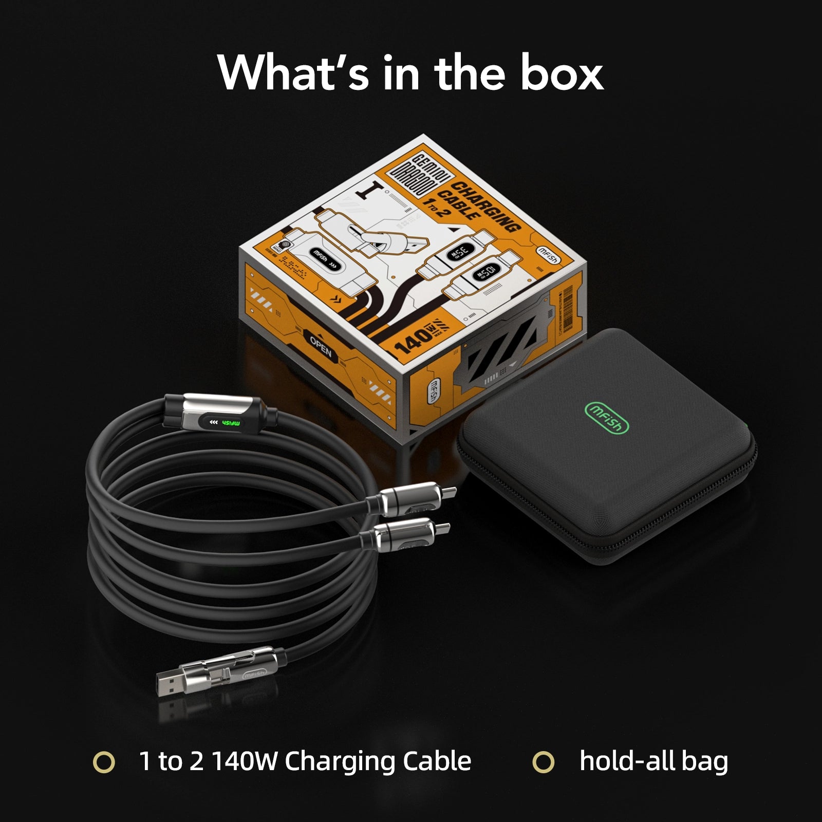 mfish Gemini Dragon Charging Cable (Dual Device, 140W, Real time display)