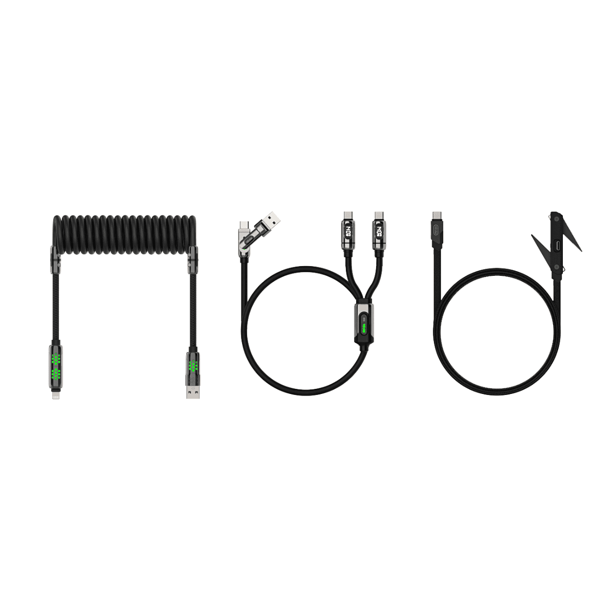 mfish On-the-Go Cable Kit – AD8 Spring Cable, Gemini USB-C Cable & Built-in Stand AP