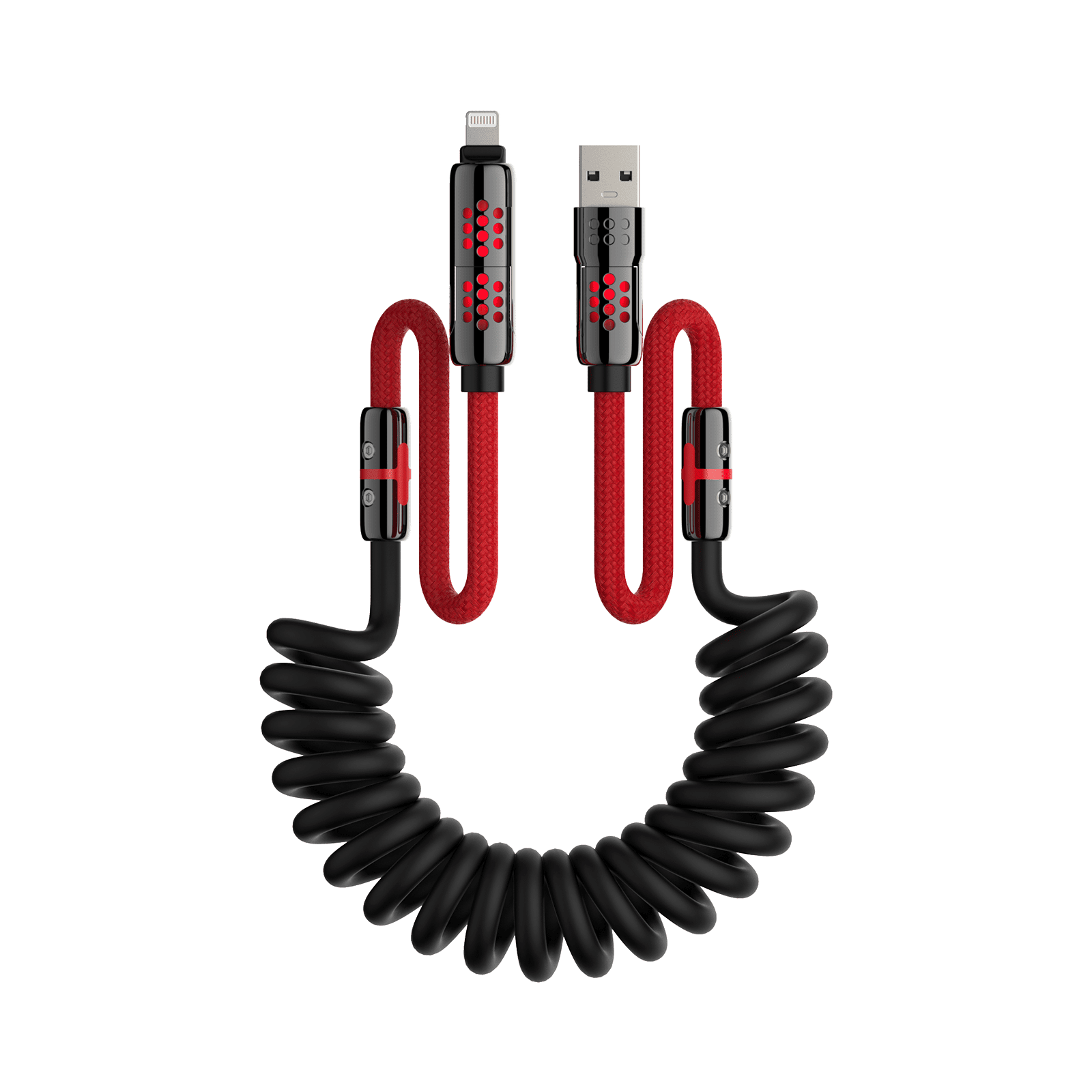 mfish Armored Dragon 8 Coiled Cable (4-in-1, 240W) - Tangle-Free for Car & Desk