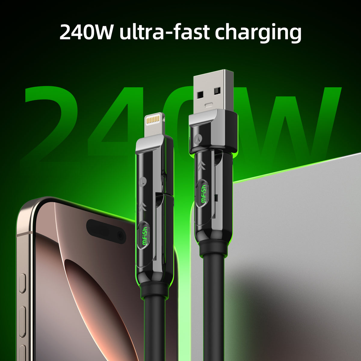 mfish Armored Dragon 3 Charging Cable (6.6ft, 240W, Liquid Silicone)